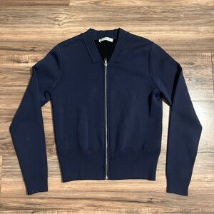 Sandro Paris Navy Blue Zip up Bomber Jacket Women’s size 1 - Small